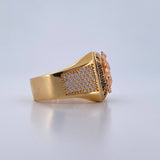 Anillo Caballo 9.1gr / T10 / Circones Blancos Tres Oros 18K $