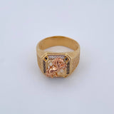 Anillo Caballo 9.1gr / T10 / Circones Blancos Tres Oros 18K $