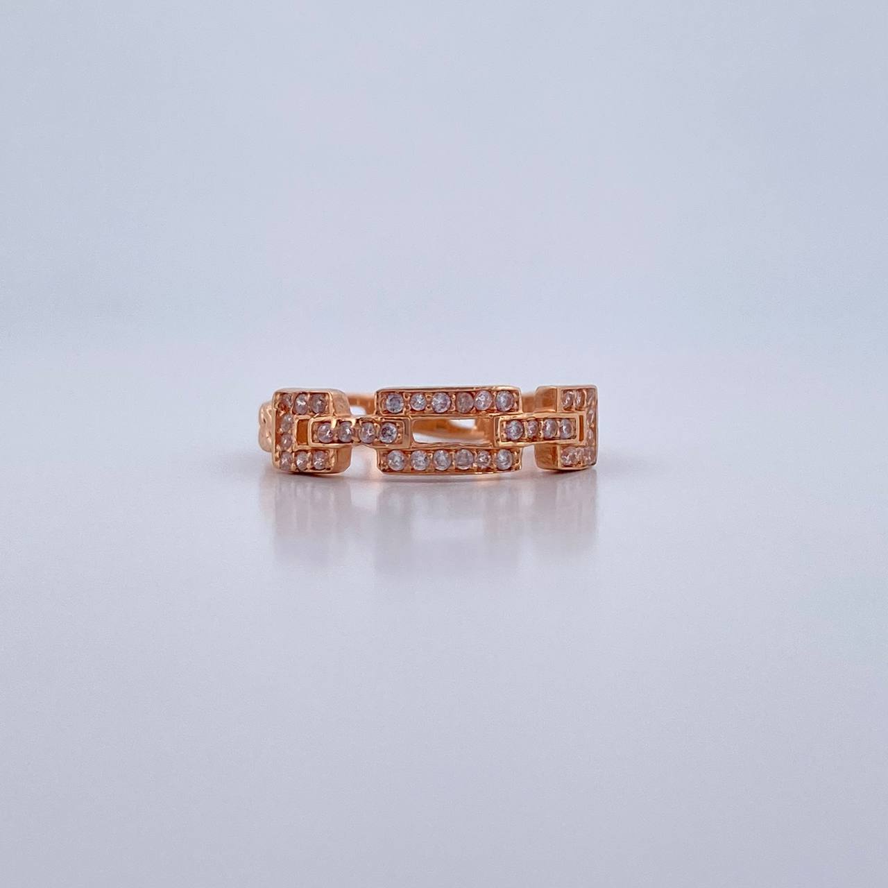 Cuban Link Ring 2.3gr / T6 1/4 / White Zircons 18K Rose Gold $