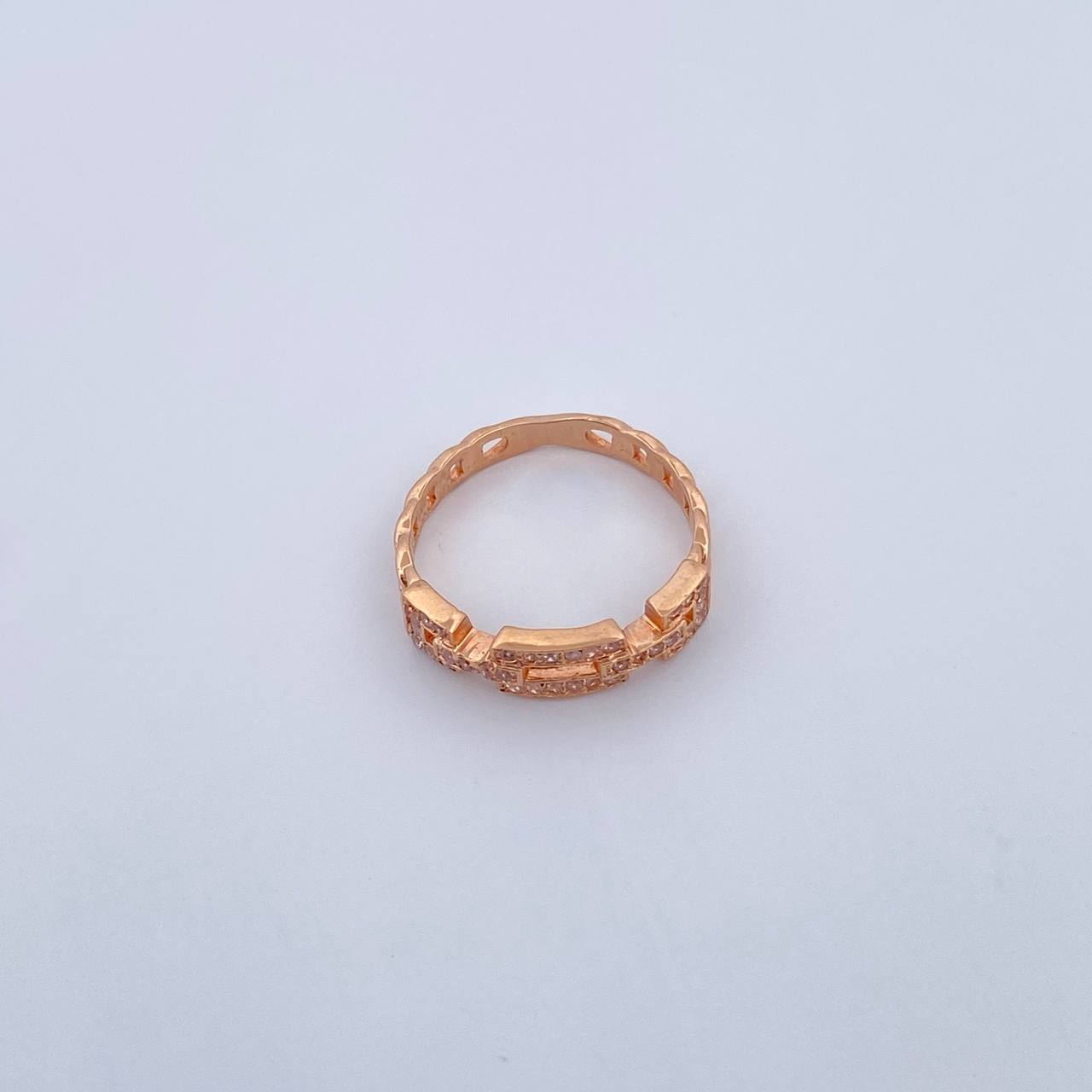 Cuban Link Ring 2.3gr / T6 1/4 / White Zircons 18K Rose Gold $