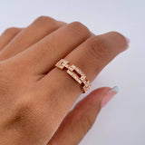Cuban Link Ring 2.3gr / T6 1/4 / White Zircons 18K Rose Gold $