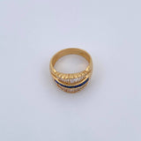 Anillo Elemento 5.55gr / T7 / Circones Azules Blancos Oro Amarillo 18K $