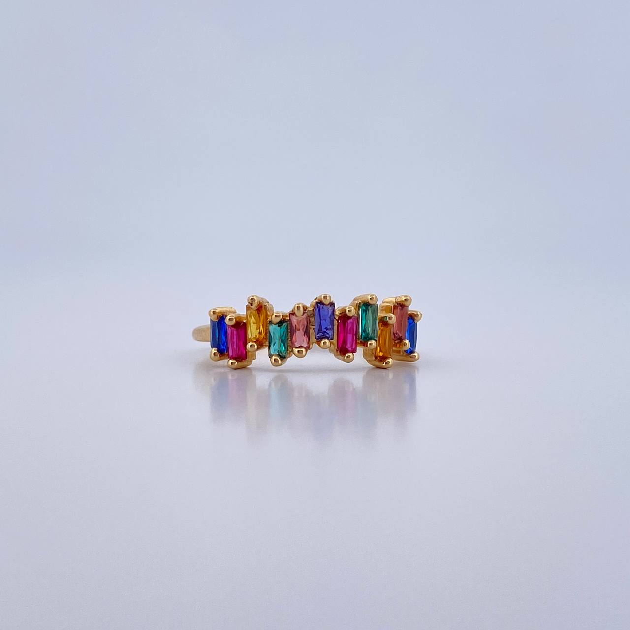 Anillo Rainbow 2gr / T6 1/4 / Circones Colores Oro Amarillo 18K $