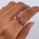 Anillo Rainbow 2gr / T6 1/4 / Circones Colores Oro Amarillo 18K $