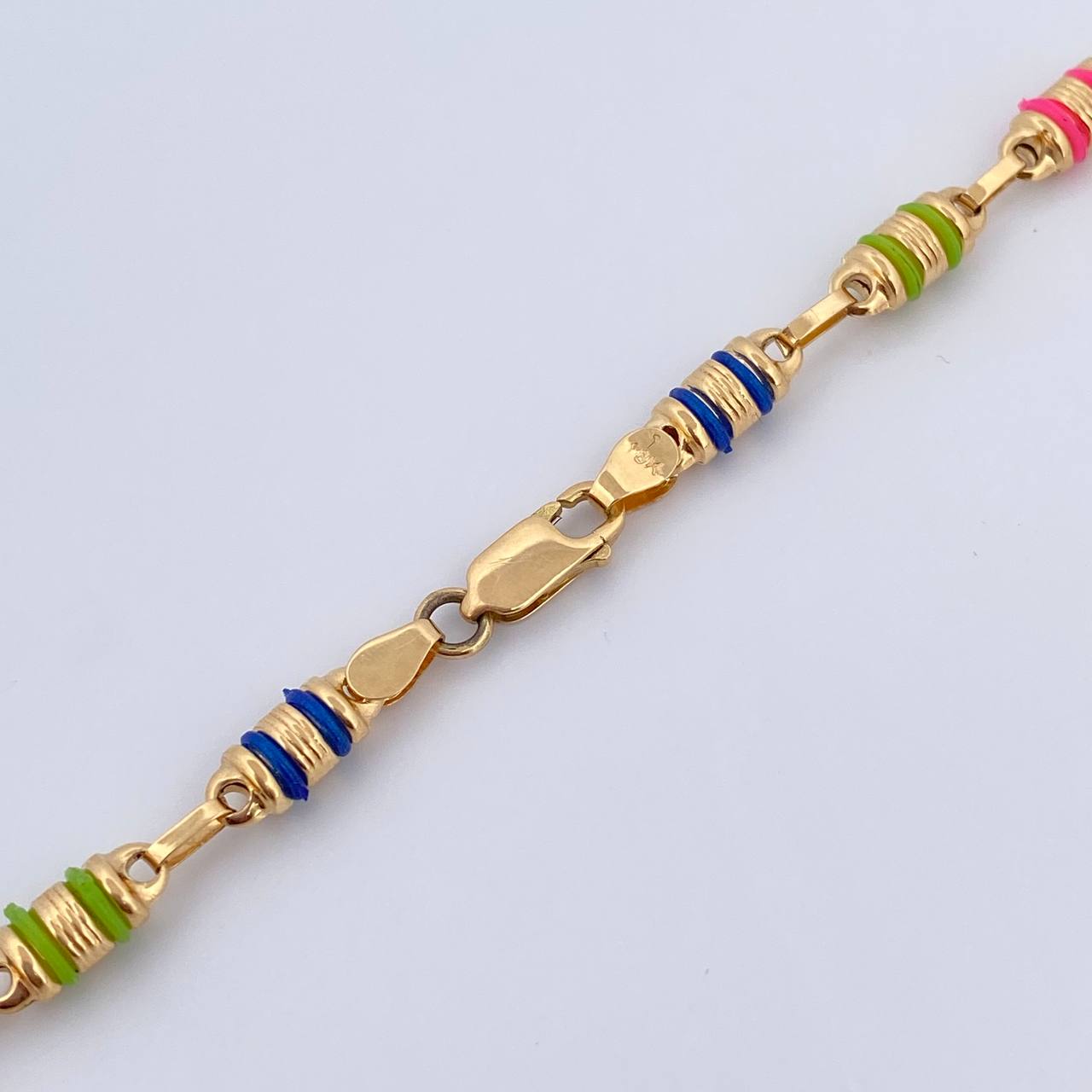 Cadena Rustica 14.15gr / 62cm / 4.3mm Cauchos Colores Oro Amarillo 18K $