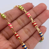 Cadena Rustica 14.15gr / 62cm / 4.3mm Cauchos Colores Oro Amarillo 18K $