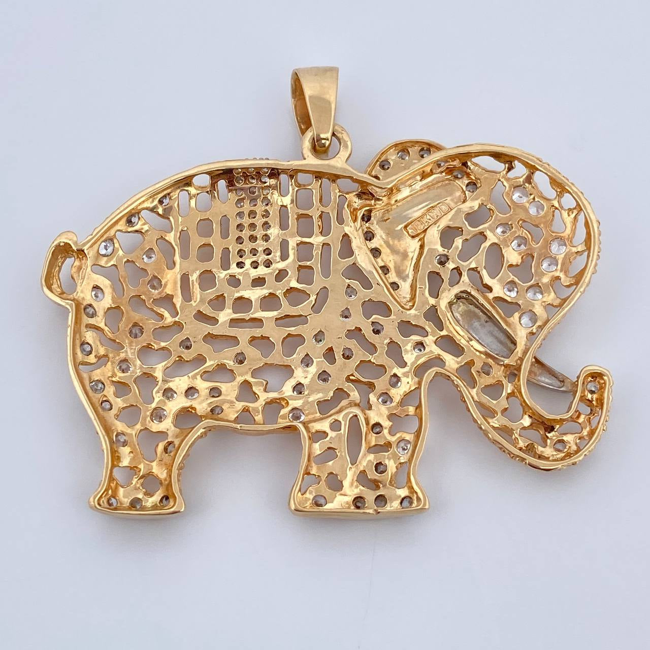 Dije Elefante 20.15gr / 4.8cm / Circones Blancos Dos Oros Amarillo Blanco 18K $