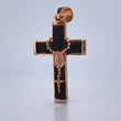Pendant Virgin Miraculous Cross Rosary 14.55gr / 6.9cm / Black Zircons Two-tone Black and Rose 18K $