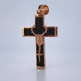 Pendant Virgin Miraculous Cross Rosary 14.55gr / 6.9cm / Black Zircons Two-tone Black and Rose 18K $