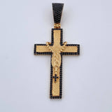 Dije Cruz Virgen Guadalupe Rosario 9.55gr / 5.8cm / Circones Negros Dos Oros Negro Amarillo 18K $