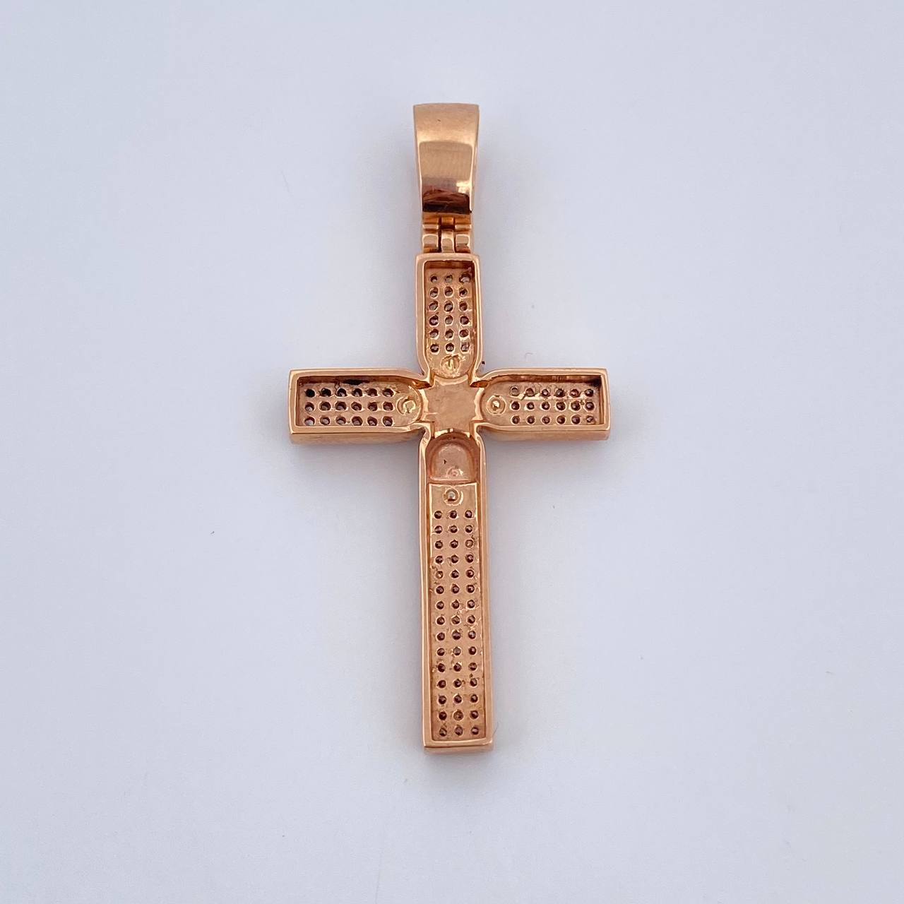 Dije Cruz Doble 7.8gr / 5.2cm / Circones Blancos Dos Oros Blanco Rosa 18K $