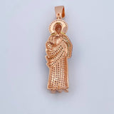 Pendant San Judas Tadeo 10gr / 5.7cm / White and Green Zircons Three 18K Golds $