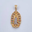 Pendant Virgin Guadalupe 10gr / 4.6cm / Fuchsia Green White Zircons Two 18K Yellow White Gold $