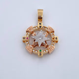 Pendant Compass 18.25gr / 4.1cm / Black Orange Green Fuchsia White Zircons Three 18K Golds $