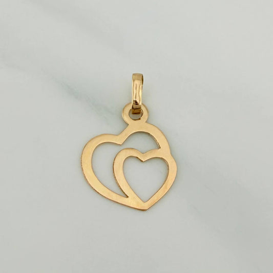 Dije Silueta Corazón Doble 0.4gr / 3/4 in / Oro Amarillo 18K &