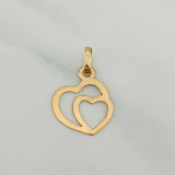 Dije Silueta Corazón Doble 0.4gr / 3/4 in / Oro Amarillo 18K &
