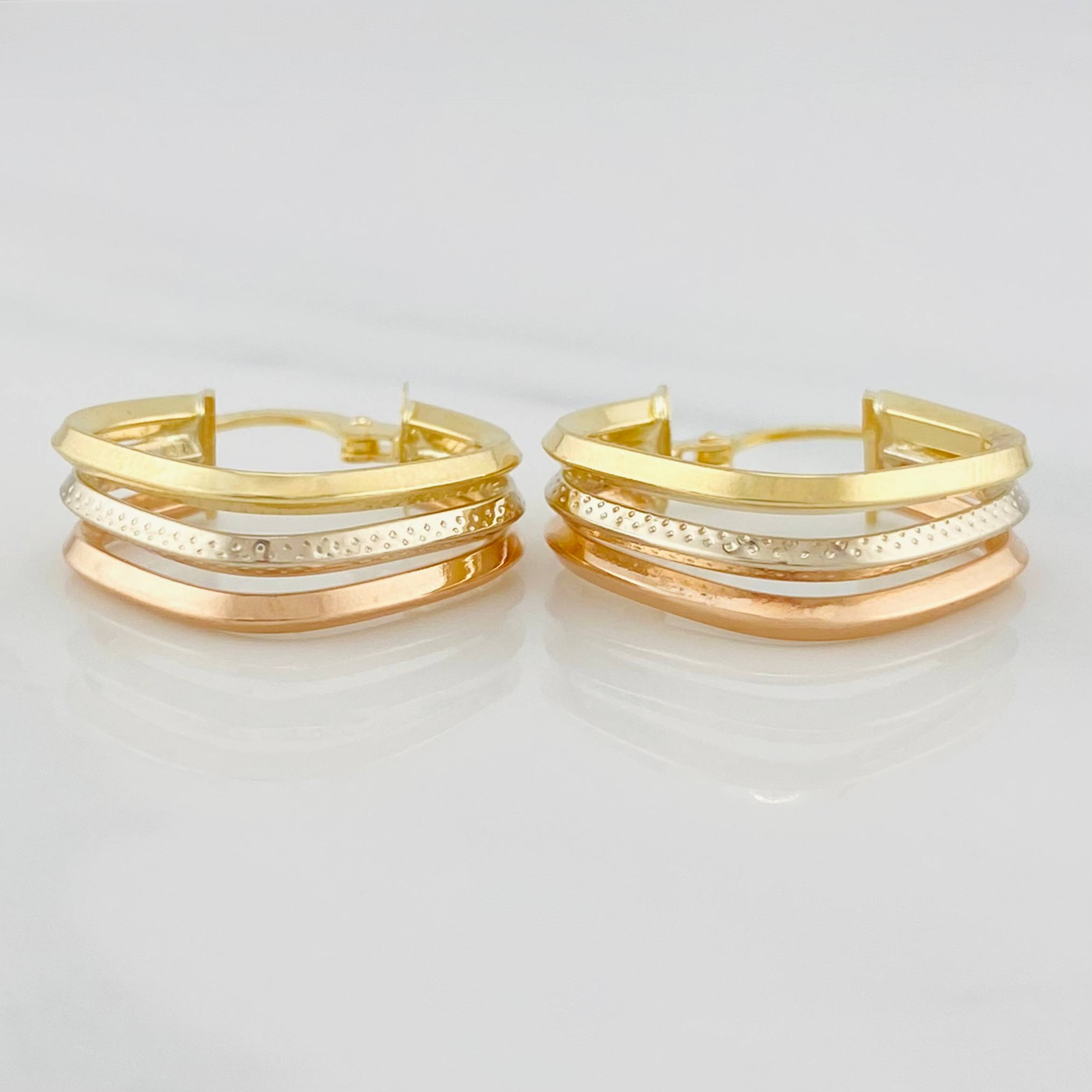 Candongas Cuadradas 2.8 g / 1 1/4 in Tres Oros 18K