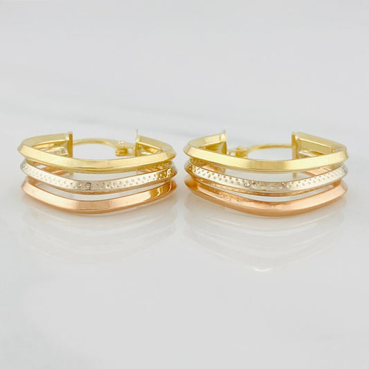 Square Hoop Earrings Three Golds 18K Women | Napoleone USA