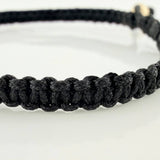 Black Woven Bracelet with Cubic Beads 3mm 3 Units Yellow Gold 18K