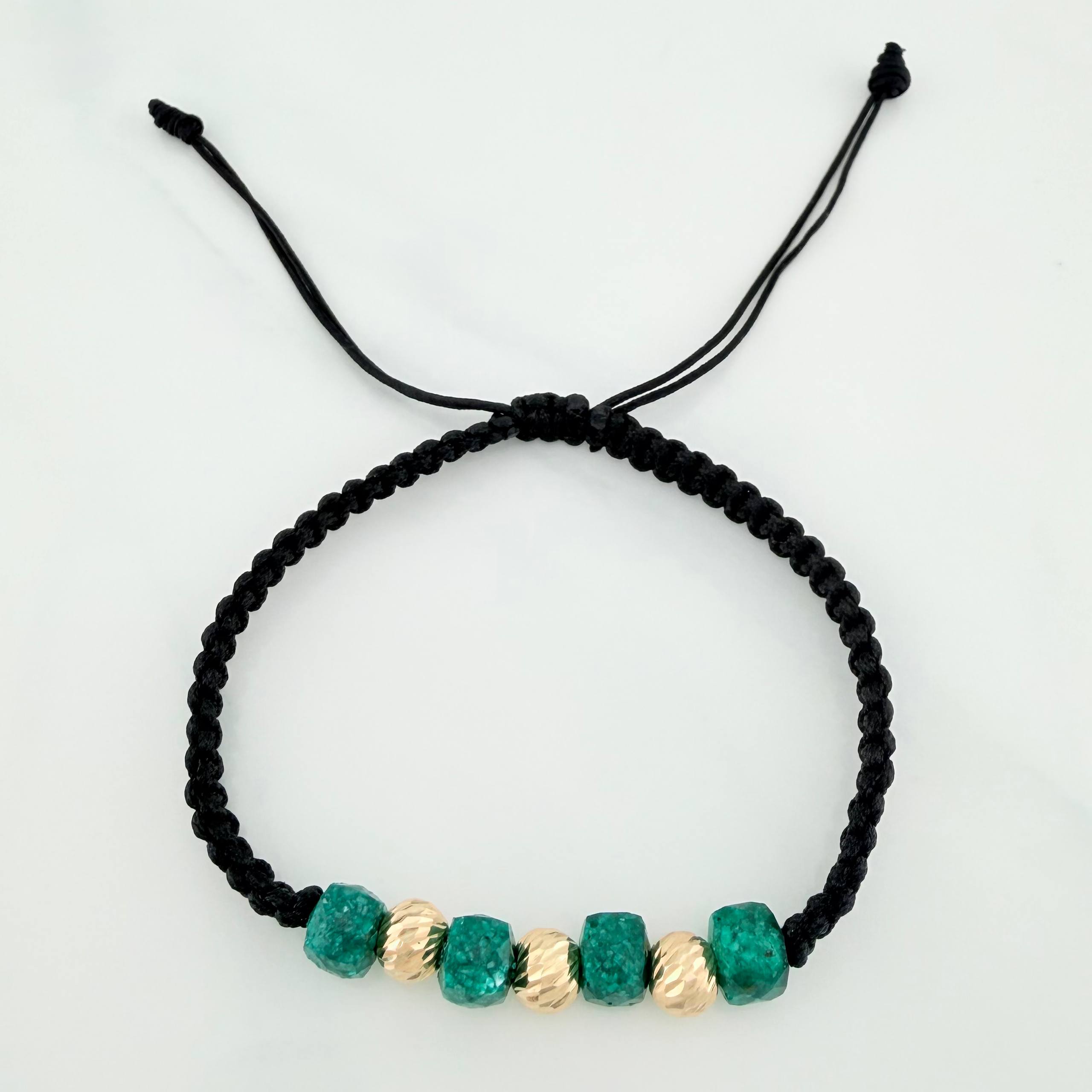 Pulsera Tejida Negra Morralla 3Mm 4Und Oro Amarillo 18K
