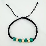 Pulsera Tejida Negra Morralla 3Mm 4Und Oro Amarillo 18K