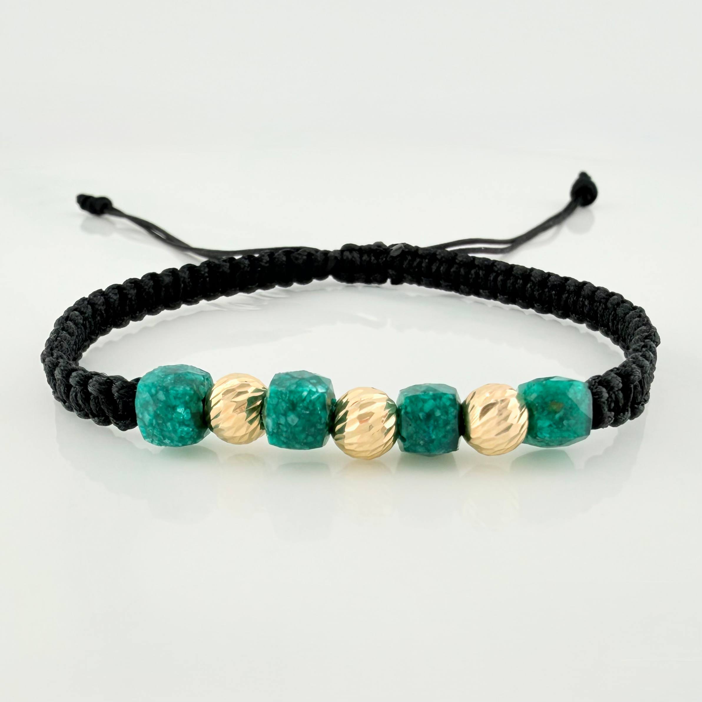 Pulsera Tejida Negra Morralla 3Mm 4Und Oro Amarillo 18K