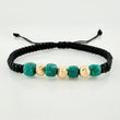 Pulsera Tejida Negra Morralla 3Mm 4Und Oro Amarillo 18K