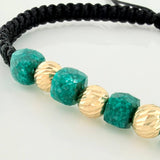 Pulsera Tejida Negra Morralla 3Mm 4Und Oro Amarillo 18K