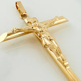 Pendant Cross Christ Flat Tips 3.15g / 2 1/4 in Yellow Gold 18K