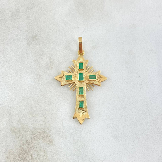 Dije Crúz De Altar 1.75gr / 3.2cm / Esmeraldas 60pts Oro Amarillo 18K (Joya)