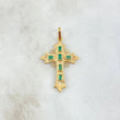 Dije Crúz De Altar 1.7gr / 3cm / Esmeraldas 60pts Oro Amarillo 18K (Joya) ©