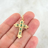 Dije Crúz De Altar 1.75gr / 3.2cm / Esmeraldas 60pts Oro Amarillo 18K (Joya)