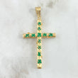 Dije Cruz Tronco 6.6gr / 5.5cm / Esmeraldas 2.1 Qts Oro Amarillo 18K (Joya) *
