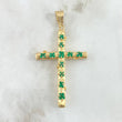 Pendant Cross Trunk 7.45gr / 6.5cm / Emeralds 2.1 Qts 18K Yellow Gold (Jewel) ©