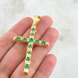 Dije Cruz Tronco 6.6gr / 5.5cm / Esmeraldas 2.1 Qts Oro Amarillo 18K (Joya) *