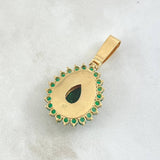 Dije Lagrima Marquesa 11.5gr / 4.2cm / Diamantes 1.2 Qts Esmeraldas 3.4 Qts Oro Amarillo 18K (Joya) ©