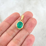 Pendant Oval 2.8gr / 2.4cm / Diamonds 6pts Emerald 3.1 Qts 18K Yellow Gold (Jewel) ©