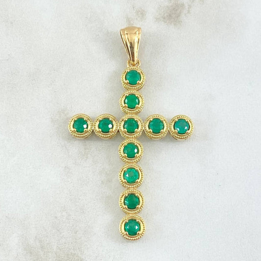 Dije Cruz Dona 9.7gr / 6cm / Esmeraldas 3.3 Qts Oro Amarillo 18K (Joya) ©