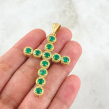 Dije Cruz Dona 9.7gr / 6cm / Esmeraldas 3.3 Qts Oro Amarillo 18K (Joya) ©
