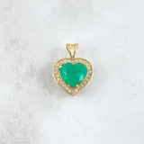 Dije Corazón 2.95gr / 1.9cm / Esmeralda 2.7 Qts Circones Blancos Oro Amarillo 18K (Joya) ©