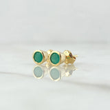 Stud Earrings Round 1.7gr / 5.5mm Emeralds 1.1 Qts 18K Yellow Gold (Jewel) *