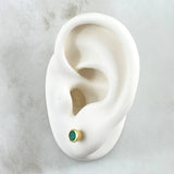 Stud Earrings Round 1.7gr / 5.5mm Emeralds 1.1 Qts 18K Yellow Gold (Jewel) *