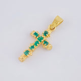 Dije Cruz Tronco Esmeralda 70Pts 1.4 g / 1 in Oro Amarillo 18K