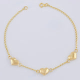 Bracelet Espiga Trio of Hearts 2.05 g / 7 1/2 in / 1.6 mm Yellow Gold 18K
