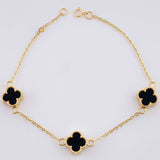 Pulso Modulable Aro Seguido Trebol 3.7 g / 7 1/4 in - 6 3/4 in / 1.3 mm Oro Amarillo 18K
