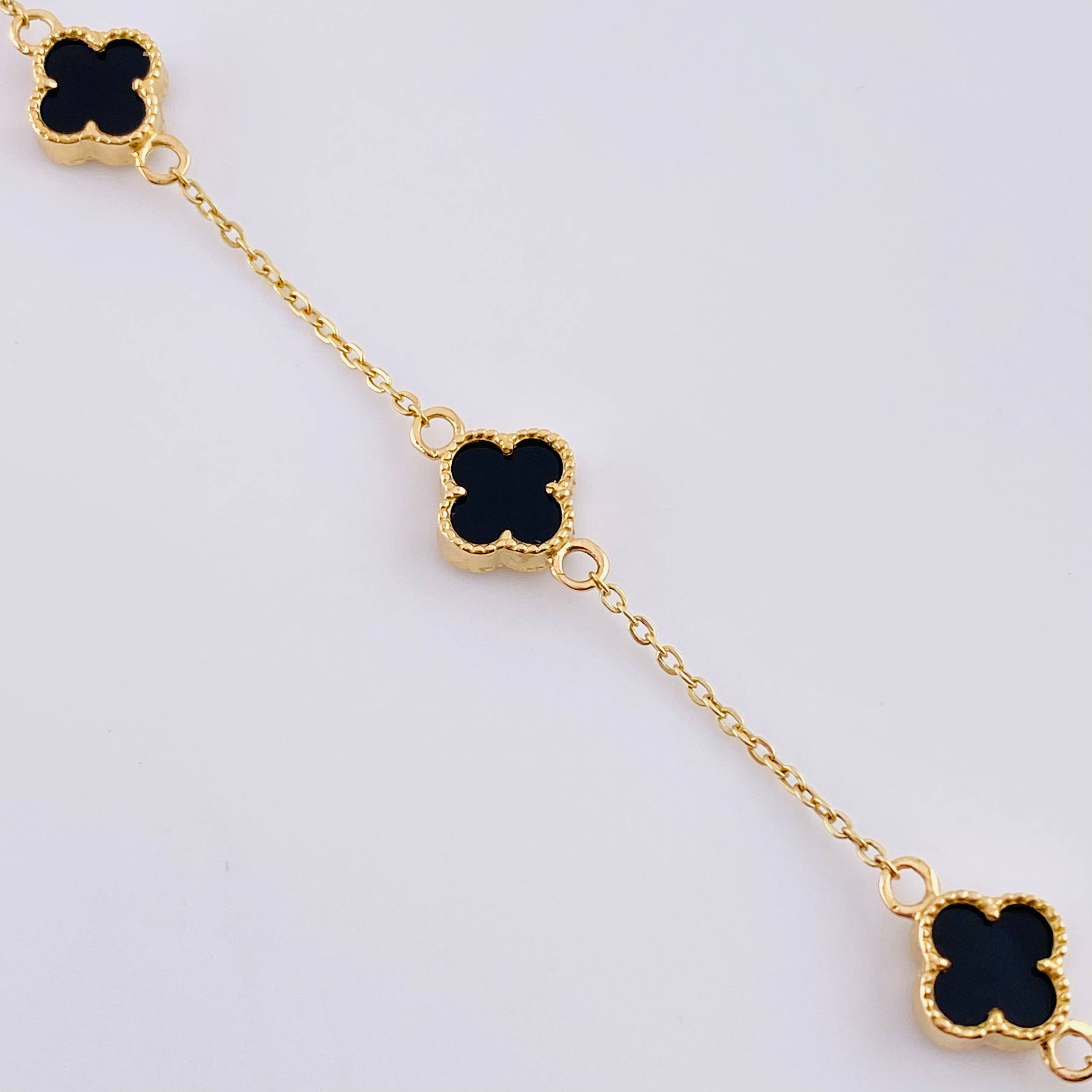 Pulso Modulable Aro Seguido Trebol 3.7 g / 7 1/4 in - 6 3/4 in / 1.3 mm Oro Amarillo 18K