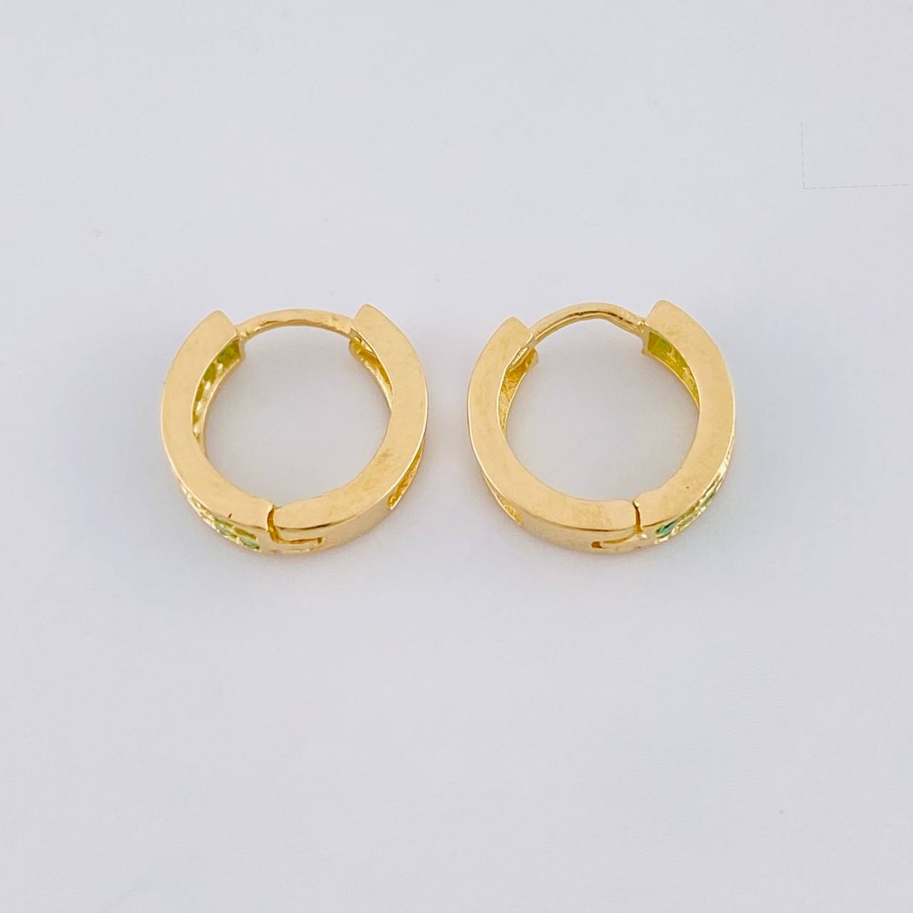 Candongas Carril Doble 1.55 g / 1/2 in Oro Amarillo 18K