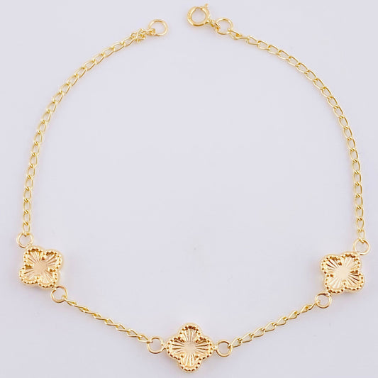 Pulso Espiga Trio De Treboles 2.45 g / 7 1/4 in / 1.6 mm Oro Amarillo 18K