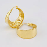 Candongas Mezzaluna Rayada 9.2 g / 1 1/4 in Oro Amarillo 18K