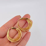 Candongas Mezzaluna Rayada 9.2 g / 1 1/4 in Oro Amarillo 18K